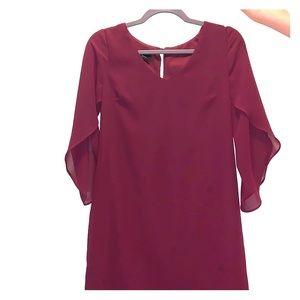 Dark red knee length dress